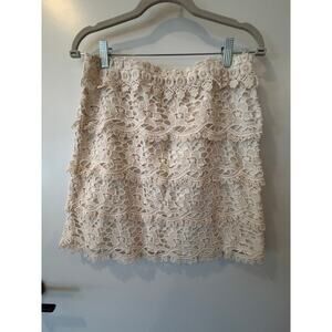 Ann Taylor LOFT Crochet A-line Cream Mini Skirt Womens Size 4